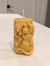 Load image into Gallery viewer, The Dragon &amp; Maiden Sculptural Pillar - Candle - Raven Stone