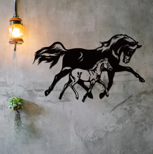 Load image into Gallery viewer, Eternal Bond: Mare &amp; Foal Silhouette - Horse - Metal Art