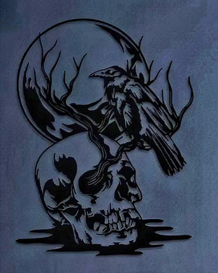 Raven - Skull - Full moon Metal art