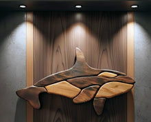 Load image into Gallery viewer, Handcrafted Intarsia Wood Art -  Orca