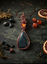 Load image into Gallery viewer, The Zest &amp; Zephyr Talisman- Necklace - Bloodstone &amp; Carnelian - Copper Wrapped