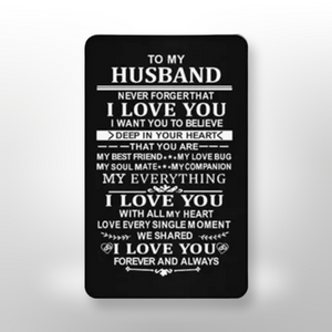 Metal wallet cards - To my husband