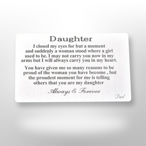 Metal wallet cards - Daughter - Dad