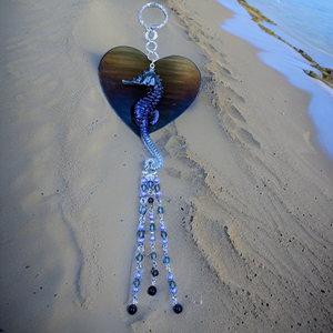 Seahorse on steel heart - Sun catcher