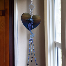 Load image into Gallery viewer, Seahorse on steel heart - Sun catcher