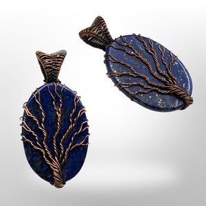 Copper, Tree of life lapis lazuli, Pendant