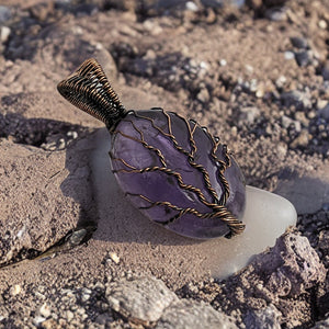 Tree of life Copper wrapped Amethyst - Pendant