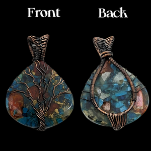 Tree of life, copper wrapped Oyster  - Pendant