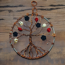 Load image into Gallery viewer, Tree Of Death Skulls &amp; Black Roses wire wrapped 4&quot; - Raven Stone