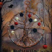 Load image into Gallery viewer, Tree Of Death Skulls &amp; Black Roses wire wrapped 4&quot; - Raven Stone