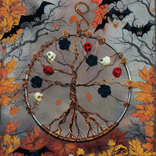 Load image into Gallery viewer, Tree Of Death Skulls &amp; Black Roses wire wrapped 4&quot; - Raven Stone