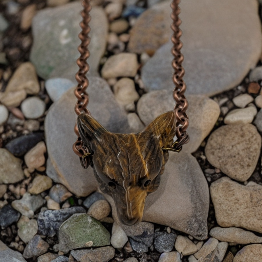 Tiger Eye Wolf - Necklace