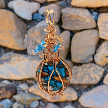 Load image into Gallery viewer, Oyster Copper Turquoise, Copper wrapped 2.4&quot; Pendant