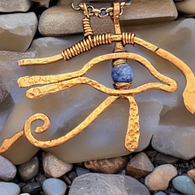 Load image into Gallery viewer, Copper Eye of RA, lapis lazuli Eye with 24&quot; thick Necklace.- Raven Stone