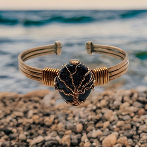 Blue Goldstone tree of life , Copper Bracelet. -Handmade by Raven Stone