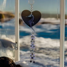 Load image into Gallery viewer, Seahorse on steel heart - Sun catcher