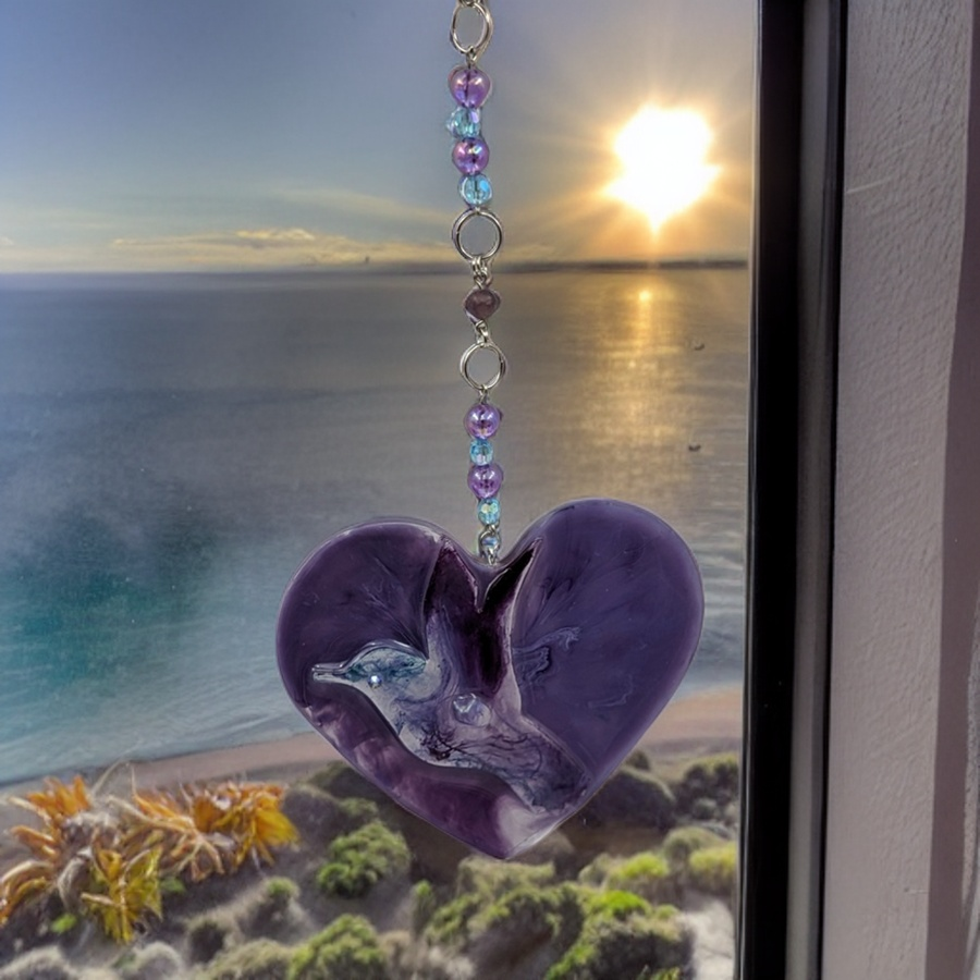 Hummingbird in a heart - Sun Catcher