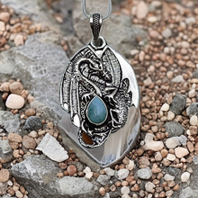 Load image into Gallery viewer, 925 Sterling Silver, Dragon with larimar, 20&quot;Necklace