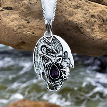 Load image into Gallery viewer, 925 Sterling Silver, Dragon with Amethyst, Pendant