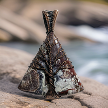 Load image into Gallery viewer, Tree of life, Copper wire wrapped, Crazy lace agate, Pendant