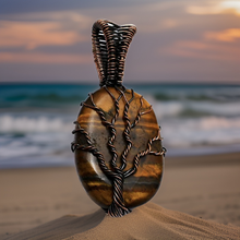 Load image into Gallery viewer, Copper wrapped, Tree of life, Tiger Eye Pendant