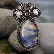 Load image into Gallery viewer, Copper wrapped, Sodalite &amp; moonstone, Pendant