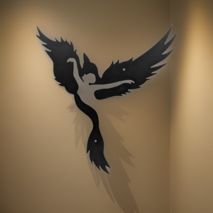 Phoenix with human silhouette - Metal Art