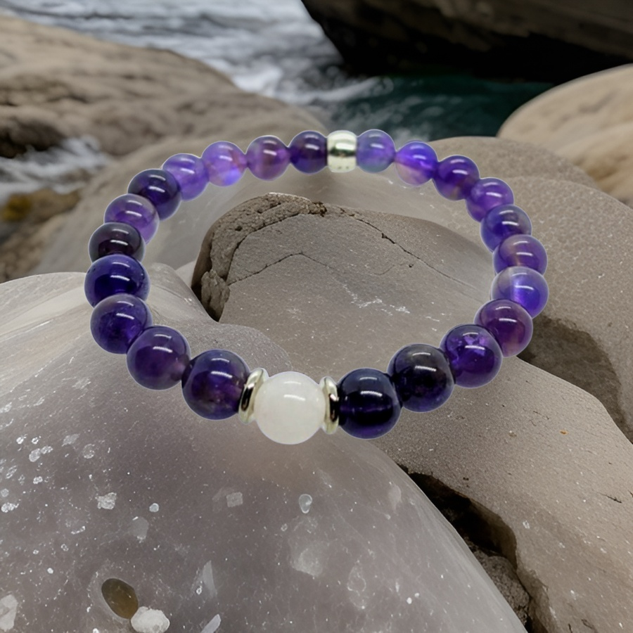 Amethyst & Moonstone Bracelet -Echo of a Stone