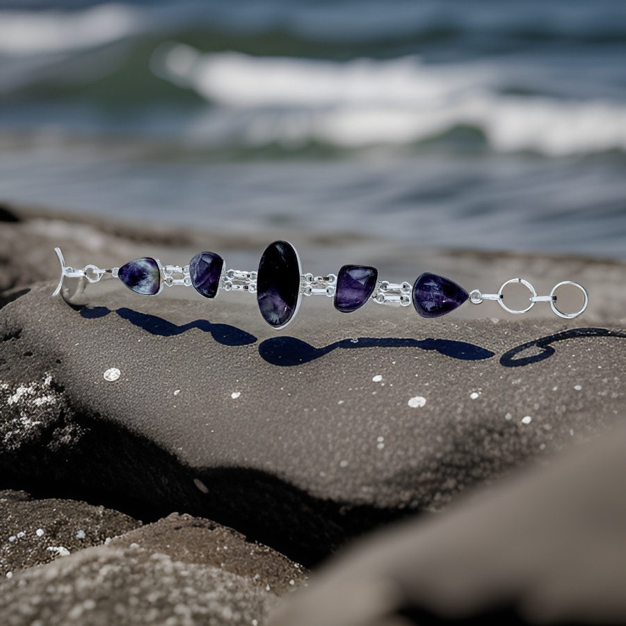 925 Sterling Silver, Amethyst  Bracelet.