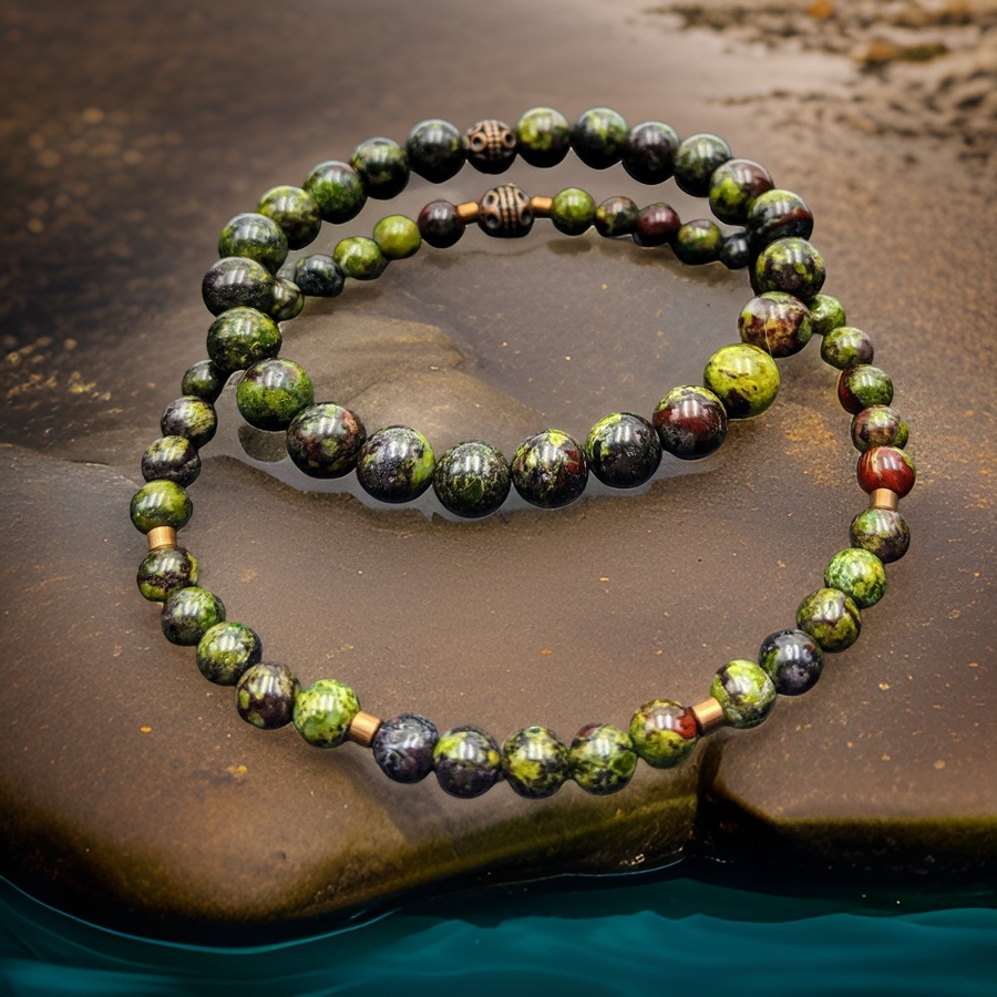 Dragon Blood Jasper Bracelet & Anklet Set.