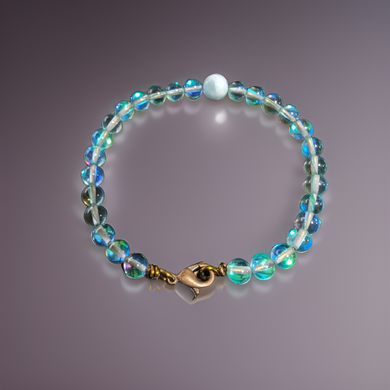 Copper, Bracelet - Aqua aura quartz & Larimar