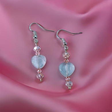 Rose Quartz Heart - Earrings.