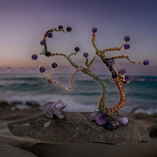 Load image into Gallery viewer, Amethyst Bear with bonsai style tree