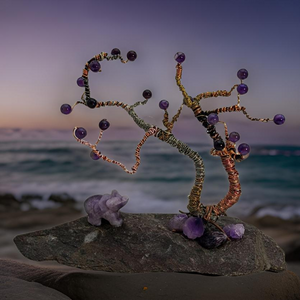 Amethyst Bear with bonsai style tree