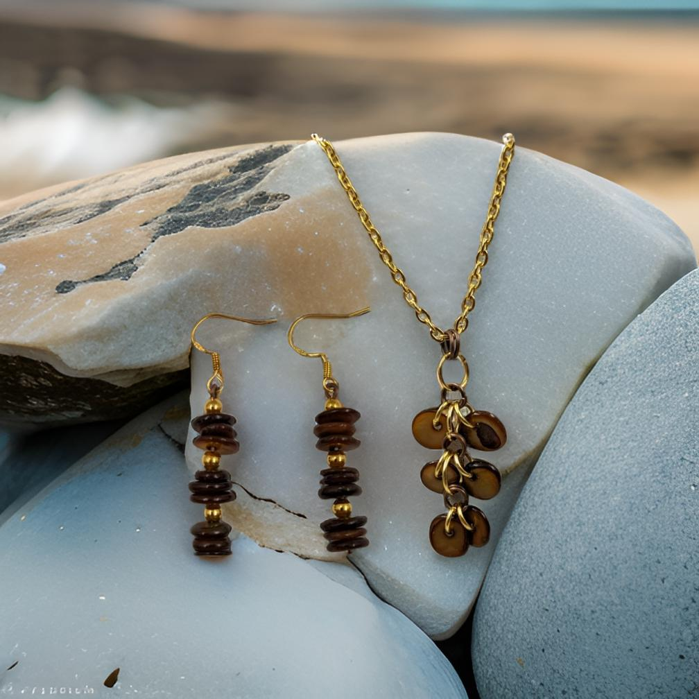 Tiger Eye Necklace & Earrings, Set