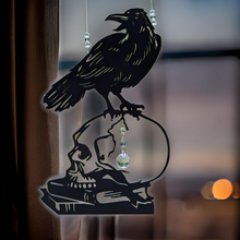 Load image into Gallery viewer, Raven on Skull - Sun catcher