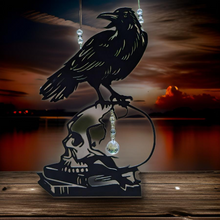 Load image into Gallery viewer, Raven on Skull - Sun catcher