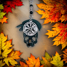 Load image into Gallery viewer, Rear view mirror - Skull, Raven &amp; Viking Compass - Hanger