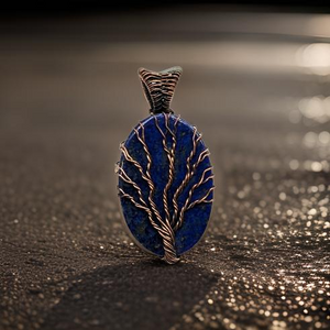 Copper, Tree of life lapis lazuli, Pendant