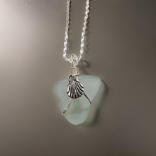 Load image into Gallery viewer, 925 Sterling Silver Plated, Sea Glass with shell, Necklace -Echo of a Stone