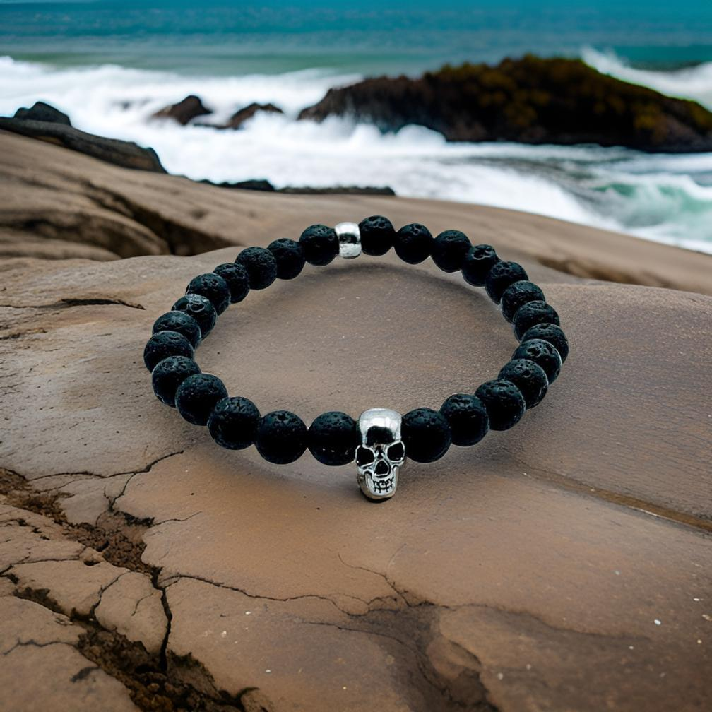 Lava Stone - Skull Bracelet