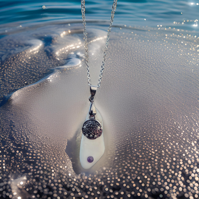 Sea glass - Sand dollar - necklace