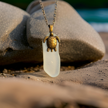 Load image into Gallery viewer, Sea Glass, Turtle charm, Necklace