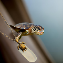 Load image into Gallery viewer, Sea Glass, Turtle charm, Necklace