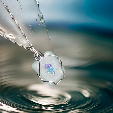 Jellyfish - Sea glass - Necklace