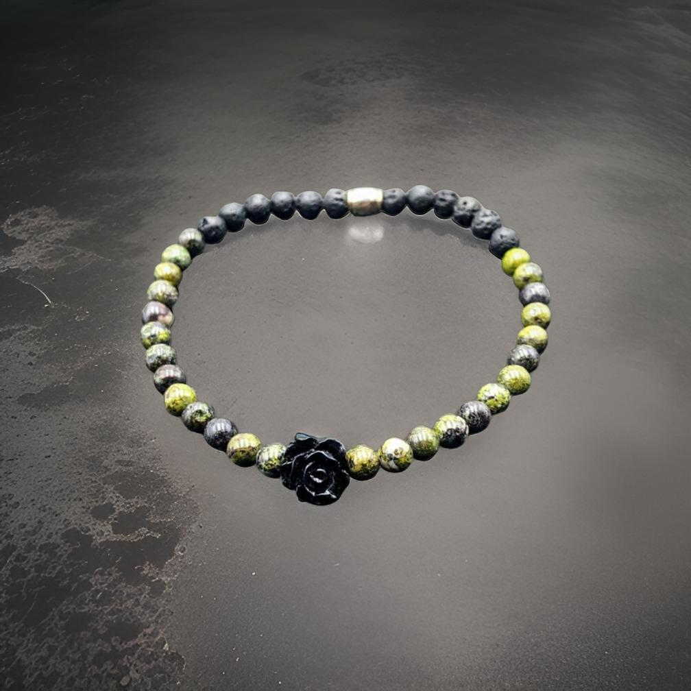 Anklet - Black rose - Dragon Blood Jasper