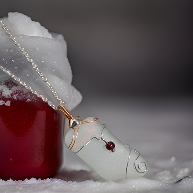 Sea glass - Christmas stocking - Necklace