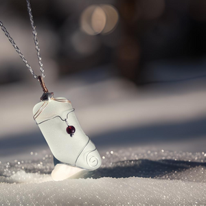 Sea glass - Christmas stocking - Necklace