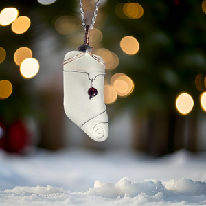 Sea glass - Christmas stocking - Necklace