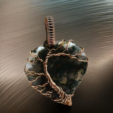 Load image into Gallery viewer, Copper Wrapped, Wind swept tree of life, Green Moss Agate, Pendant